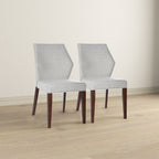 Light Gray Dining Chair Set of 2 with Solid Wood Frame - Upholstered