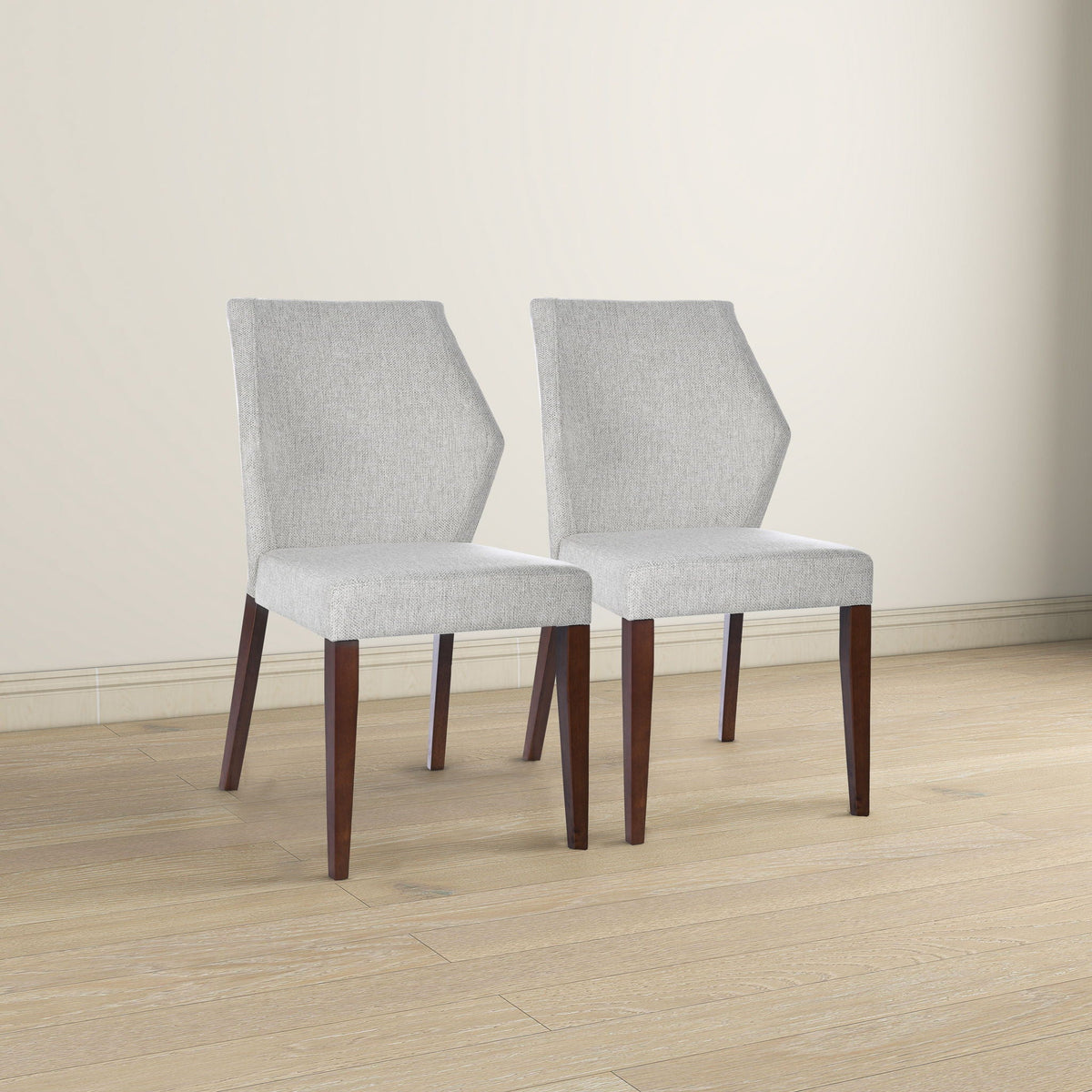 Light Gray Dining Chair Set of 2 with Solid Wood Frame - Upholstered
