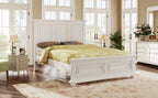 Pinewood Vintage Tall Headboard King Bed Frame with Classic Details - White