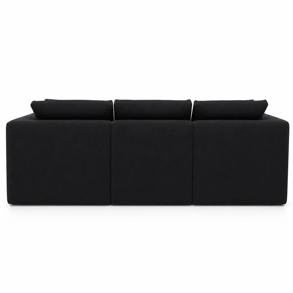 Compressed Modular Sectional Sofa with Ottoman - Black Linen