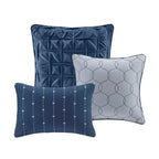 Navy Seersucker Comforter Set with Hypoallergenic Filling - King