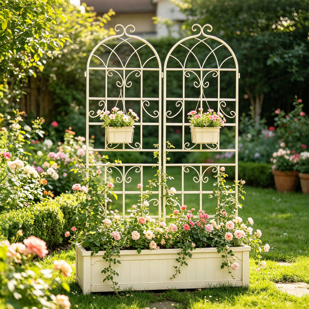 Metal Garden Rustproof Trellis for Climbing Plants – Outdoor Flower Support