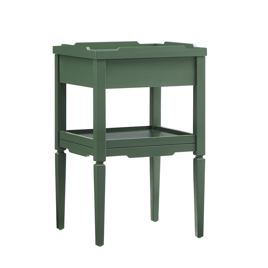 1 Drawer Nightstand with Solid Wood Frame - Blue, Dark Green, or White
