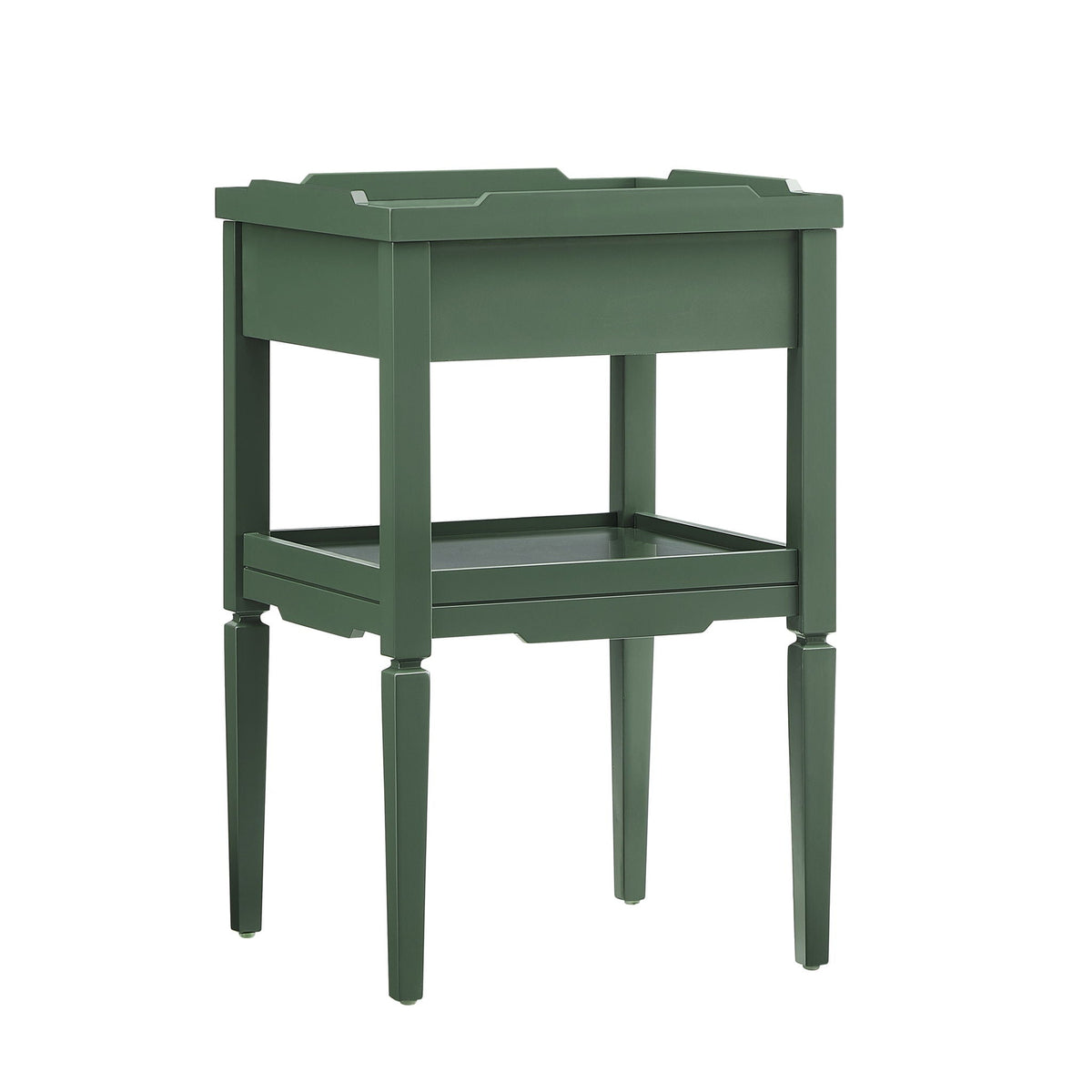 1 Drawer Nightstand with Solid Wood Frame - Blue, Dark Green, or White