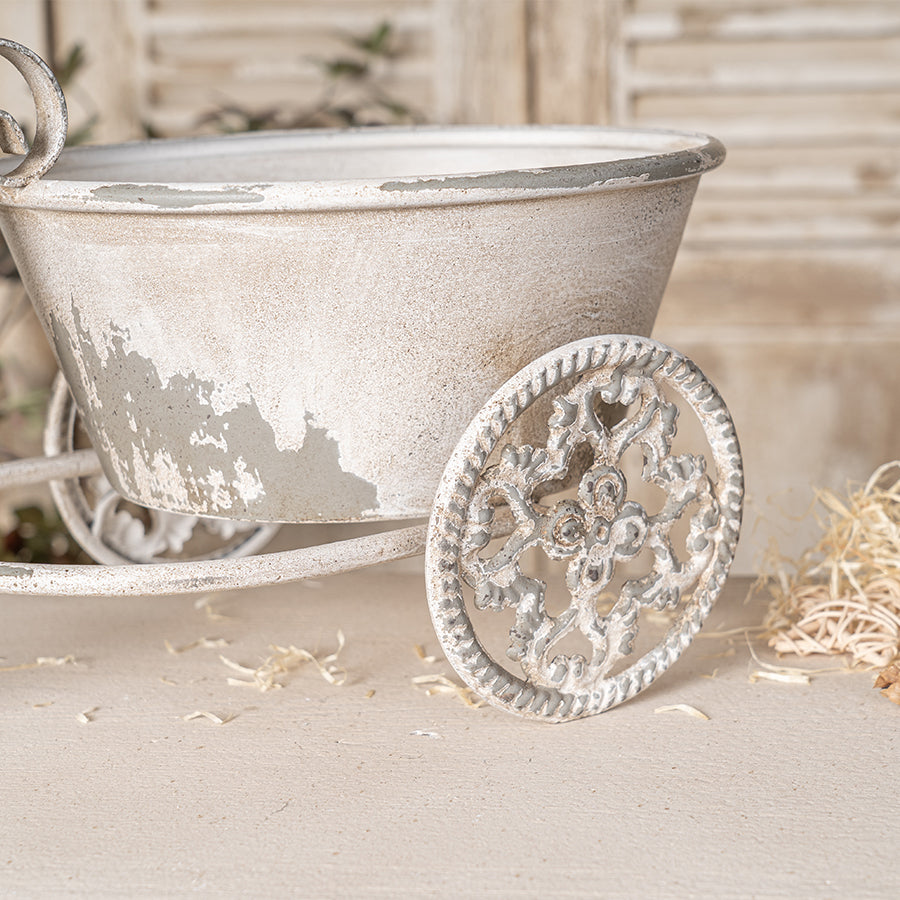 Rustic Bicycle Metal Wire Wall Planter Basket with Vintage Design - Grey and White