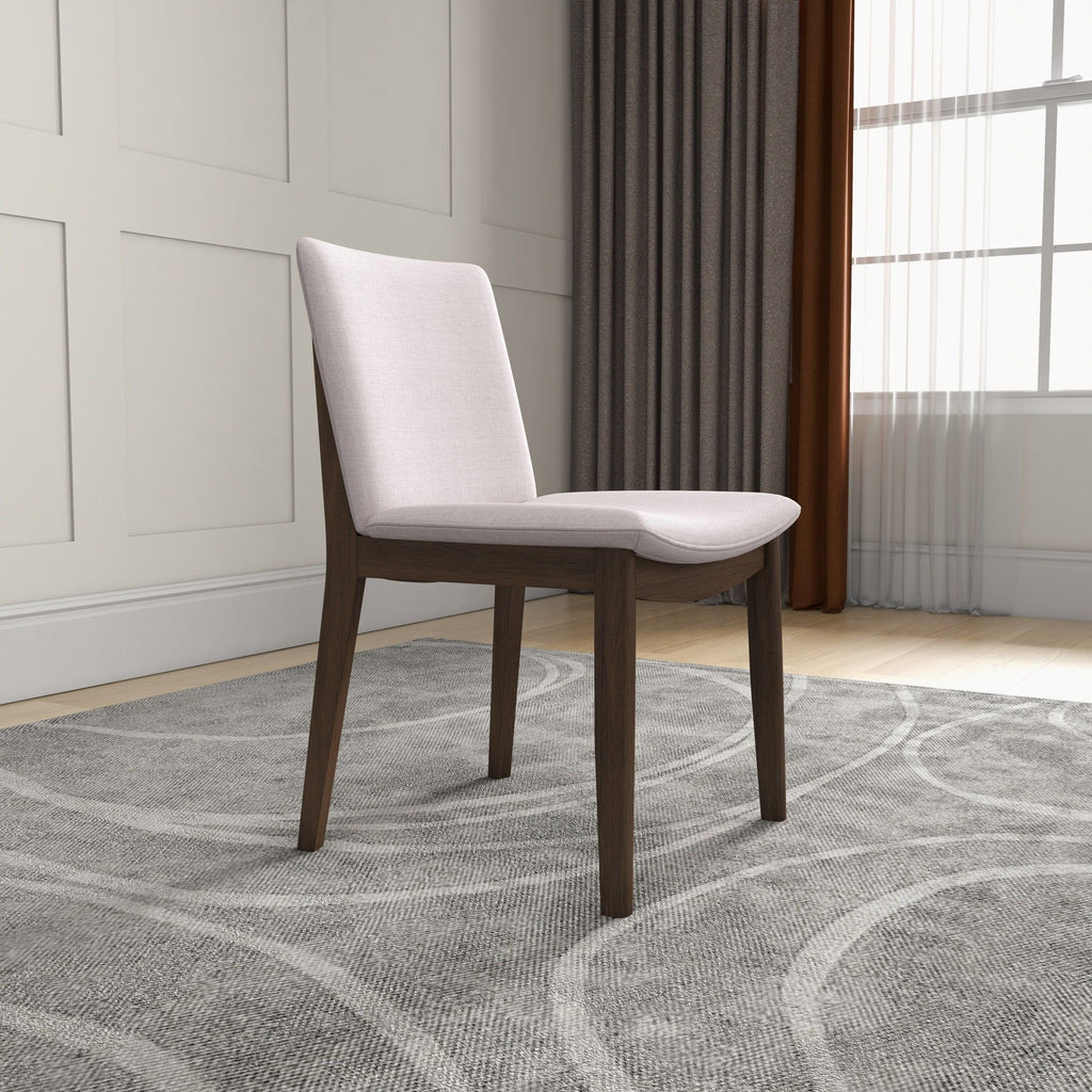 Mid-Century Modern Solid Wood Dining Chair Set with Fabric Upholstery - Multiple Colors