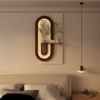 Adjustable LED Sandstone Wall Decor with 3D Art, Glass Vase & Rabbit Statue - Light Coffee