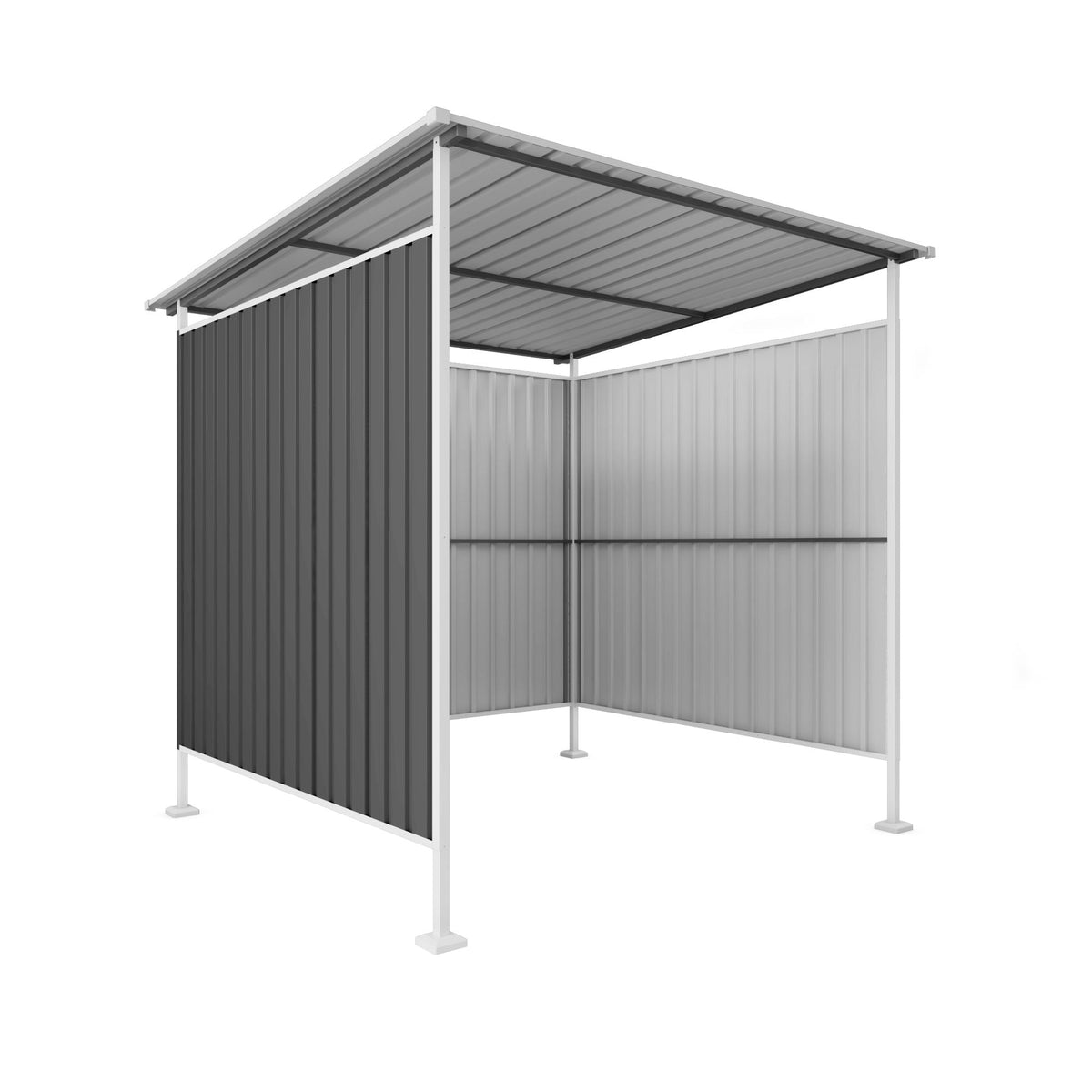 Outdoor Pergola Bike Storage Shed with Galvanized Steel Roof - Gray