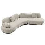 Modern Curved Modular 5 Seater Sofa with Plush Pillows - White or Beige