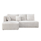 Ivory Sectional Sofa with Chaise - Corduroy Upholstery