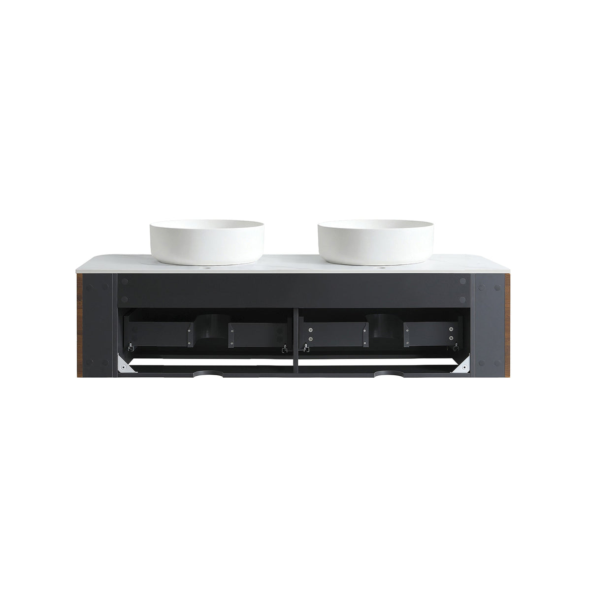 Erba 60 Inch Bathroom Vanity with Sink - Fluted Design - Walnut, White