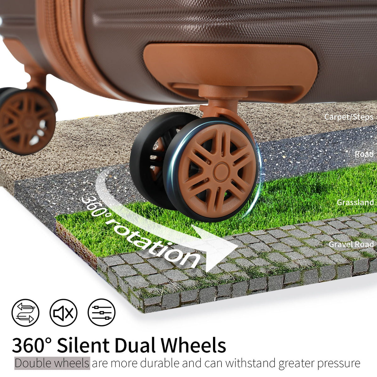 4 Piece Hard Shell Luggage Set with Spinner Wheels - Multiple Colors