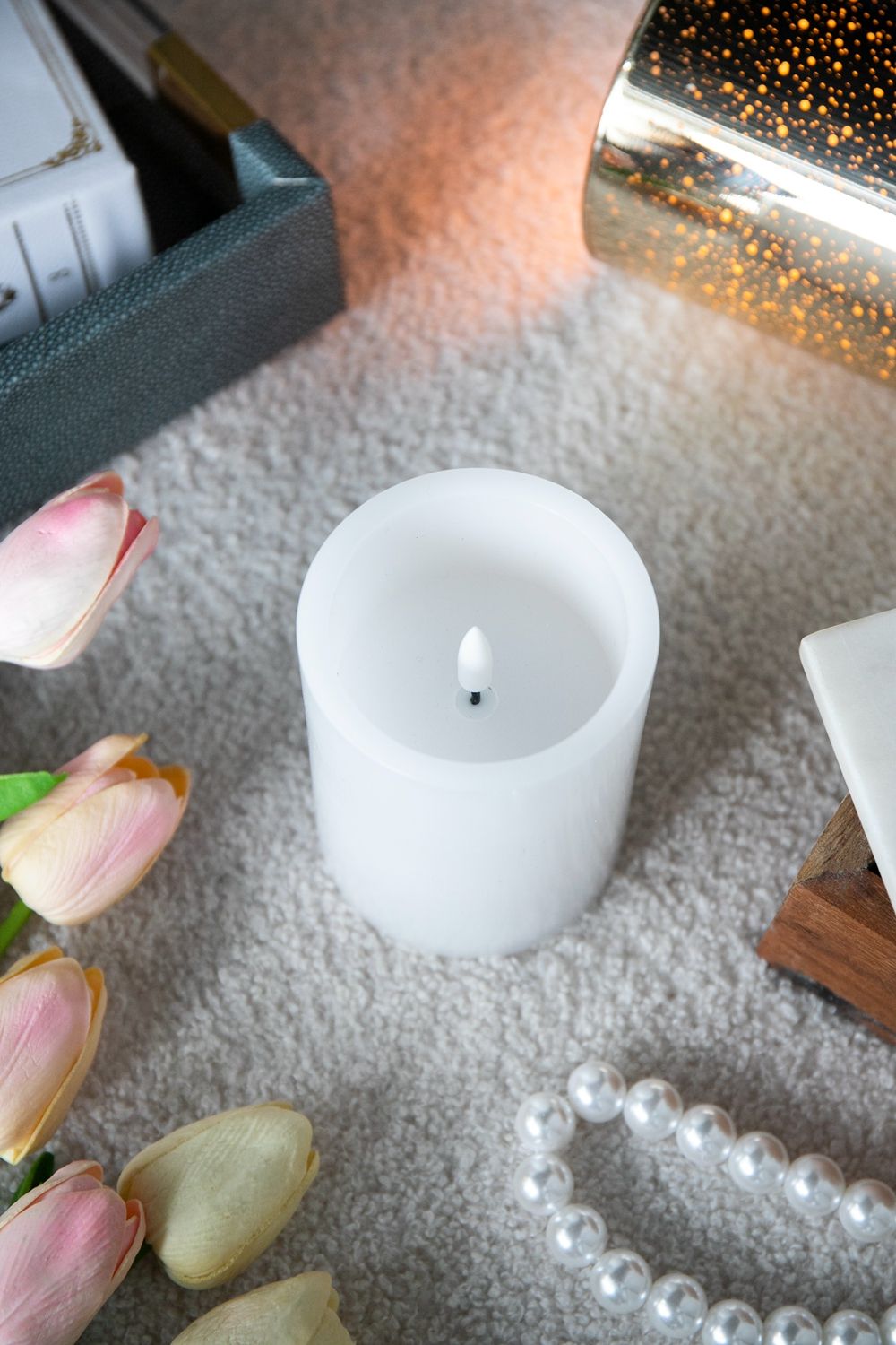 LED Candles With Remote Timer - Set of 3, Paraffin Wax - White