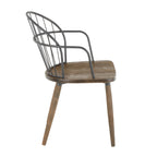 Farmhouse Office Chair with Spindle-Back Design - Dark Brown