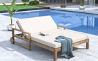 TREXM 1-Piece Farmhouse Wooden Outdoor Sunbed for 2