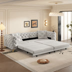 3-In-1 Convertible Sleeper Sofa Set with Deep Seat & Movable Ottoman - White, Beige, Gray