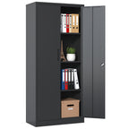 Heavy Metal Garage Storage Cabinet with Locking Doors - Black or White