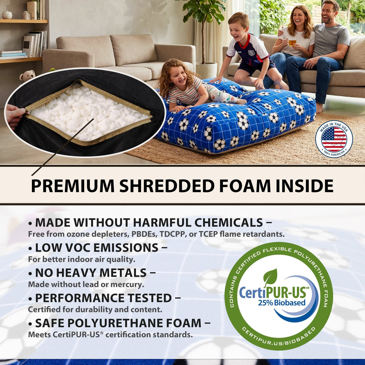 Sensory Crash Pad for Kids & Adults with Removable Washable Cover - Blue, Red, and More