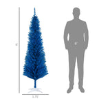 6ft Slim Pencil Artificial Christmas Tree with Full Lush Look - Blue