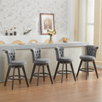 26" Counter Height Bar Stools with 360° Swivel - Gray