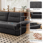 Grey Multifunctional Sofa Bed with Convertible 85-Inch Design - Plush Fabric