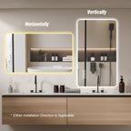 Wall Mounted LED Lighting Mirror with 3-Color Dimmable Light - Silver