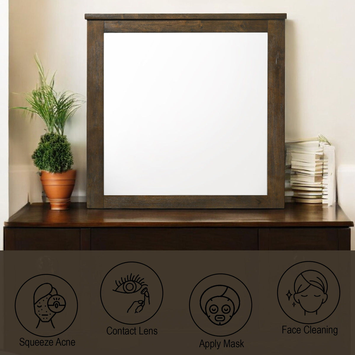 Oak Mirror Merrilee with Minimalist Frame - Oak