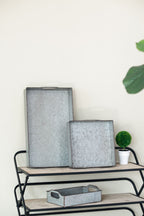 Decorative Galvanized Nesting Trays with Rustic Design - Gray