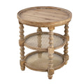 Round 3 Tiered Side Table with Multi-Tier Storage - Light Brown or Black