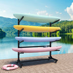 Freestanding Kayak Storage Rack with Lockable Wheels - Black