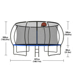14 Ft Outdoor Trampoline with Basketball Hoop & Ladder - Black / Blue