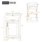 French Style 20-Inch Bathroom Vanity with Ceramic Sink - White