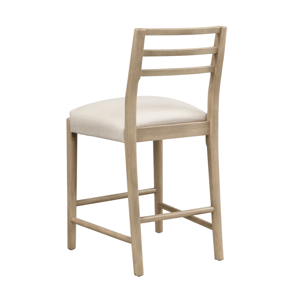 Ladder Back Counter Stool Set with Upholstered Seats - Farmhouse Style