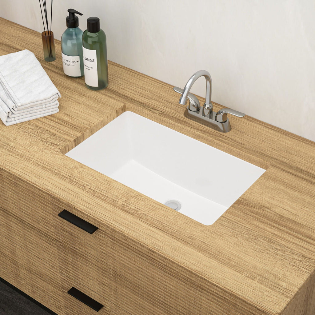 Modern Ceramic Undermount Bathroom Sink with Overflow - White or Black