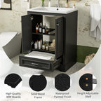 Modern Bathroom Vanity with Ceramic Sink Combo and Storage Cabinet - Multiple Colors
