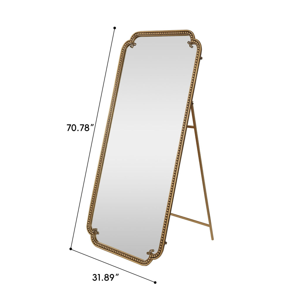 Full Length Mirror With Stand - Antique Gold Floor Mirror for Bedroom