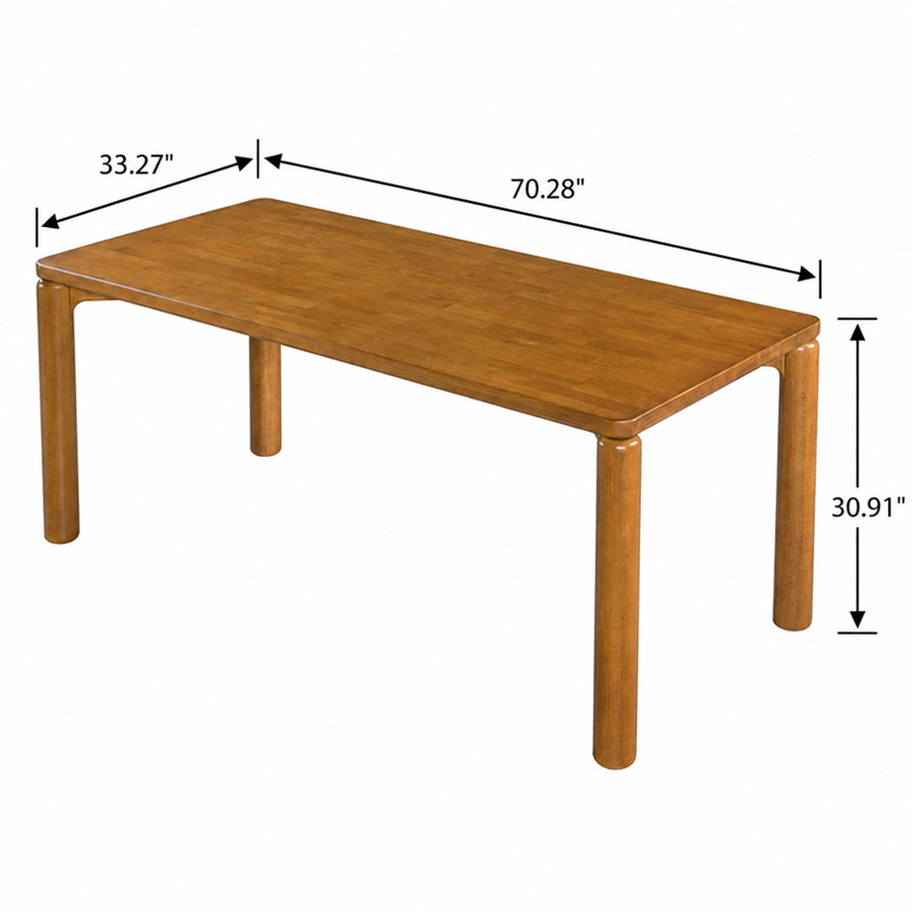 Rectangular 7-Piece Dining Table Set with Rubber Wood - Walnut Finish