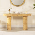 Oval Computer Desk with Single Drawer - Burl Wood Veneer, Light or Dark Brown