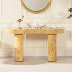 Oval Computer Desk with Single Drawer - Burl Wood Veneer, Light or Dark Brown