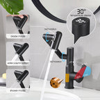 Bathroom Sink Faucet with Spray Function and Temperature Display - Black or Pearl Silver