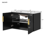 Modern Rectangular Bathroom Vanity With Sink and Soft-Close Storage - Black or White