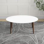 Mid-Century Modern Oval Dining Table with Solid Wood Construction - White
