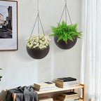 Self Watering Hanging Planter with Water Level Indicator - White, Black, or Dark Brown