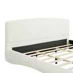 Curved Upholstered Bed with Smart Ambient Lighting - Boucle Fabric
