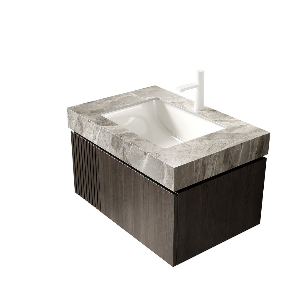 30" Bathroom Sink with Sintered Stone Countertop - Light Gray