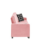 Modern Snowfleece Fabric 3 Seater Sofa with Cup Holder – Pink