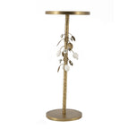 Round Iron Side Table with Botanical Details