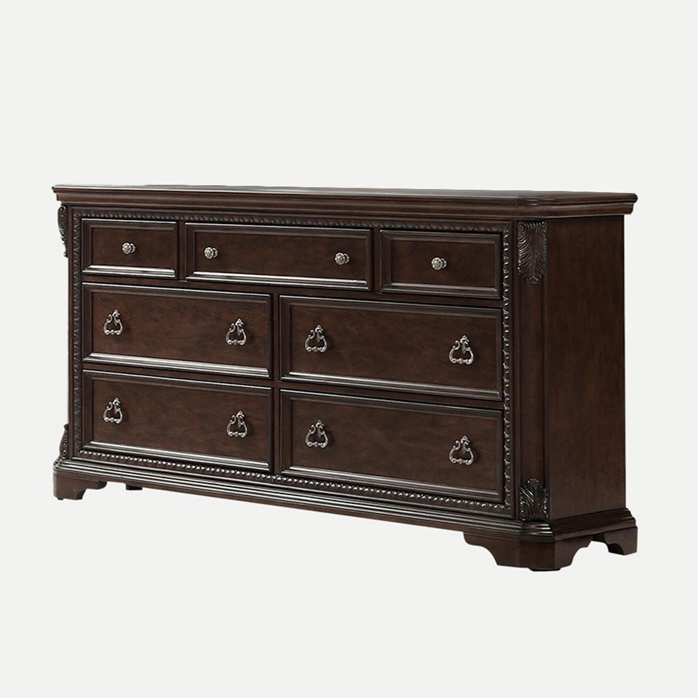 Mahogany 7 Drawer Dresser with Spacious Storage - Mahogany