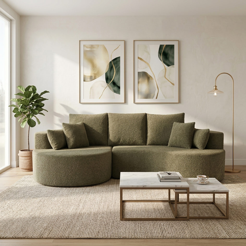 106 In. 2-Piece Fabric Cloud Curved Sectional Sofa