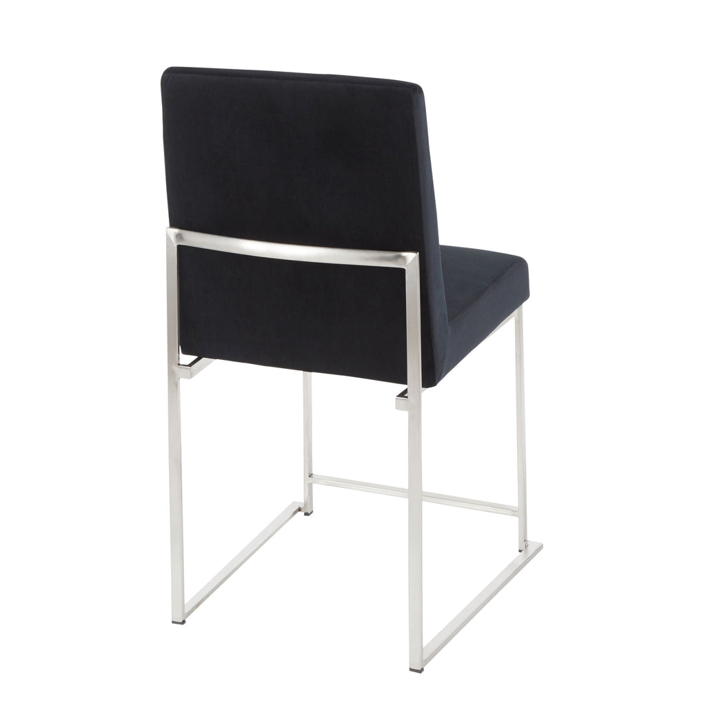Fuji Contemporary High Back Dining Chair Set with Upholstered Seat - Multiple Colors